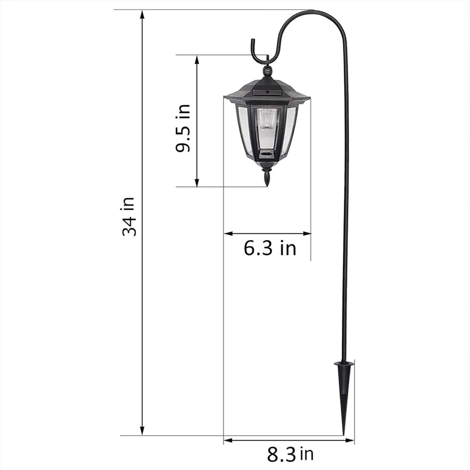 MAGGIFT 34 Inch Hanging Solar Lights, Decorative Garden Lanterns with 2 Shepherd Hooks, Solar Powered Coach Lights, Warm White LED Outdoor Lighting for Landscape, Yard, Pathway and Patio, 2 Pack