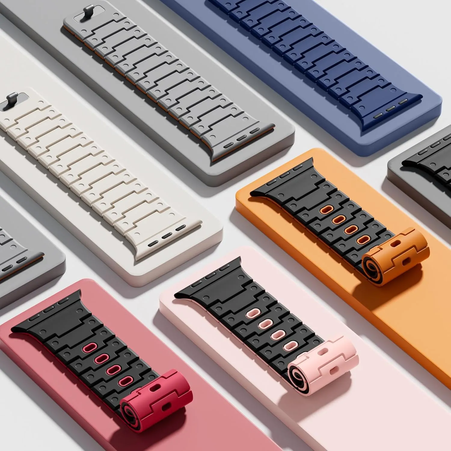 Magnetic Silicone Watch Band Compatible with Apple Watch Series 10 Band 46mm for Men 49mm/45mm/44mm/42mm(3/2/1), Rugged Soft Silicone Sport Watchband for iWatch SE2/SE/9/8/7/6/5/4, Black/Red
