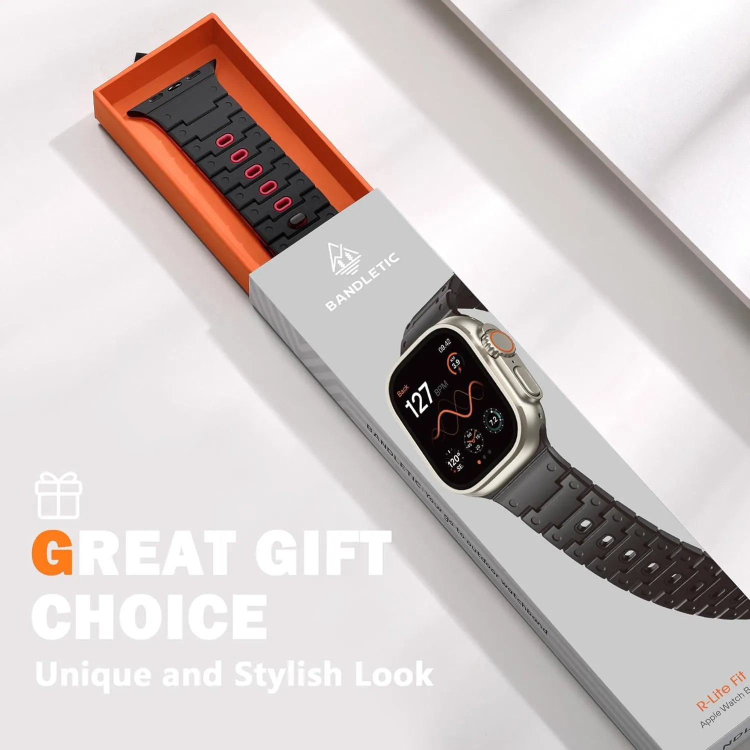 Magnetic Silicone Watch Band Compatible with Apple Watch Series 10 Band 46mm for Men 49mm/45mm/44mm/42mm(3/2/1), Rugged Soft Silicone Sport Watchband for iWatch SE2/SE/9/8/7/6/5/4, Black/Red