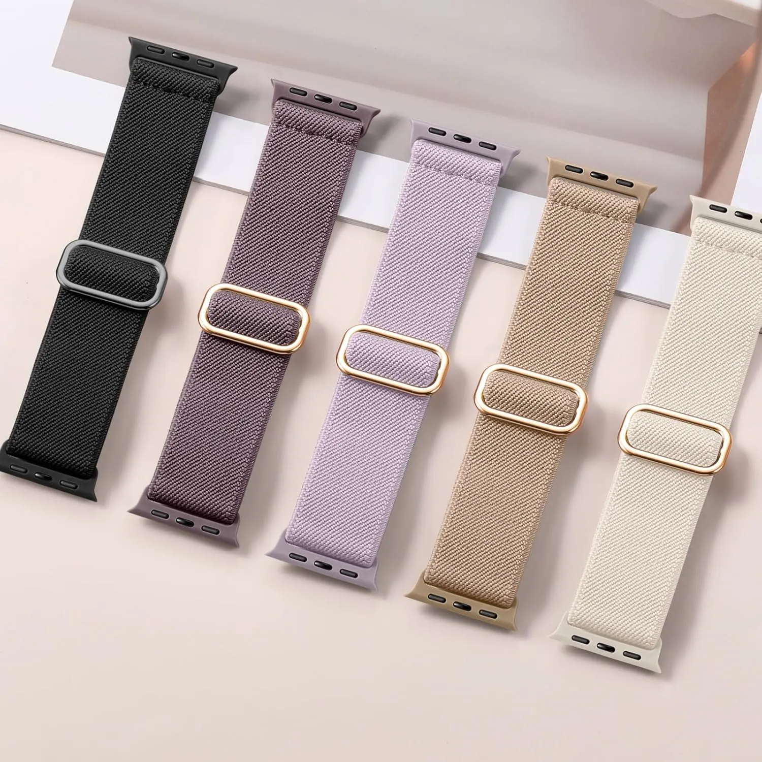 Maledan 5 Pack Stretchy Solo Loop Compatible with Apple Watch Band Women Men 40mm 38mm 41mm 42mm 44mm 45mm 46mm 49mm, Water-Resistant Nylon Sport Straps for iWatch Series 10 9 8 7 6 5 4 3 2 1 SE Ultra