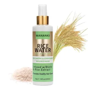 Mananki Rice Water Hair Growth Spray, 7.14 Fl Oz, Moisturizing & Conditioning, Biotin Infused, Leave in Care Products for Women & Men