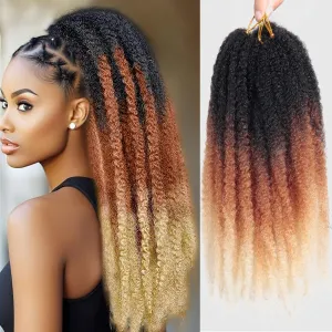 Marley Twist Braiding Hair 14 inch Afro Kinky Curly Crochet Braids 8 Packs Cuban Twist Crochet Braids Synthetic Low Maintenance Skin-Friendly Marley Hair Extensions(1B/30/613, Packs of 8)