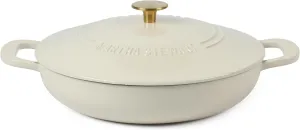 Martha Stewart 3.5-Quart Enameled Cast Iron Dutch Oven Braiser - Linen w/Gold Knob