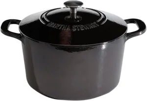 MARTHA STEWART Gatwick 7 QT Enamel Cast Iron Dutch Oven, Grey