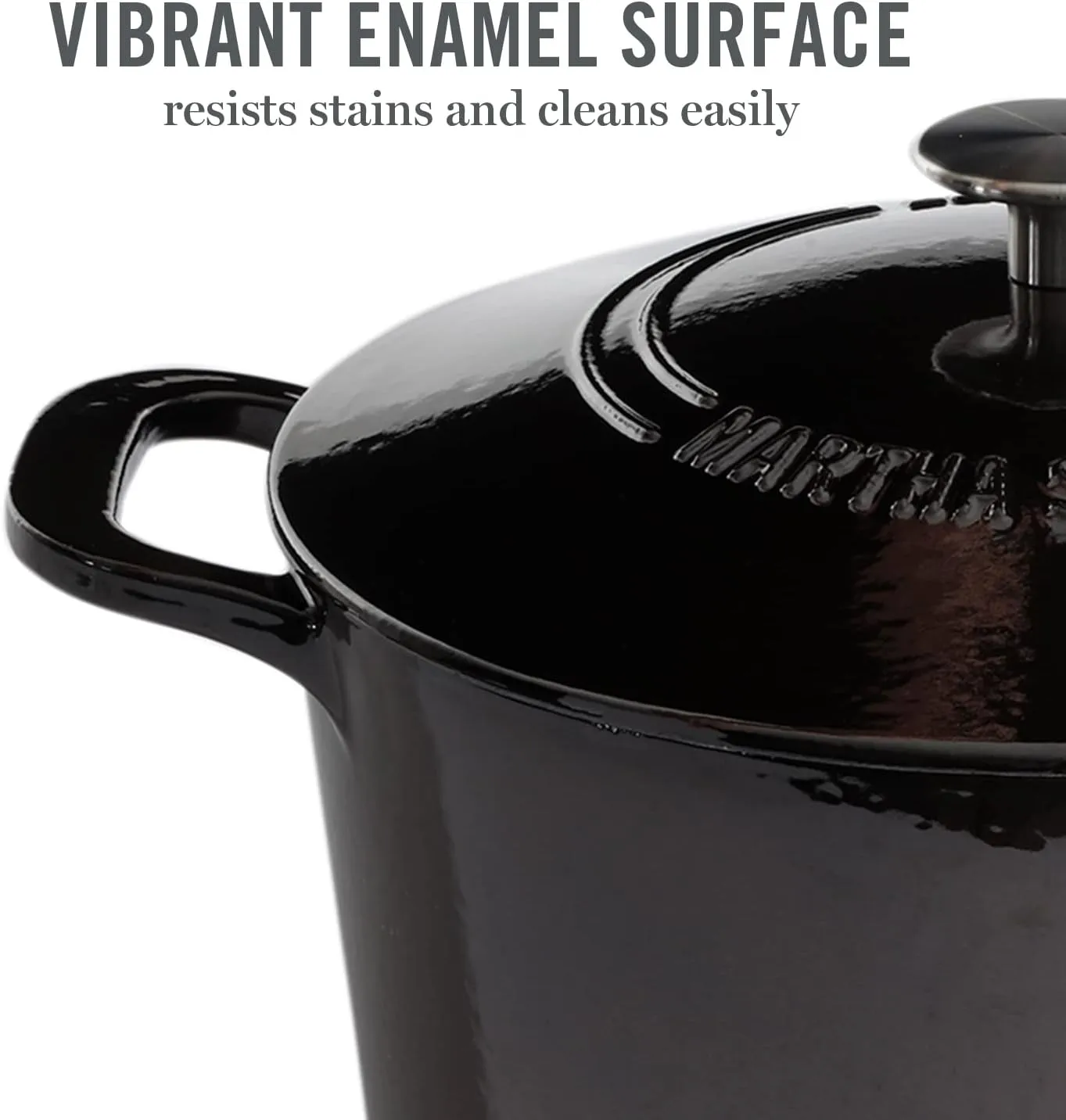 MARTHA STEWART Gatwick 7 QT Enamel Cast Iron Dutch Oven, Grey