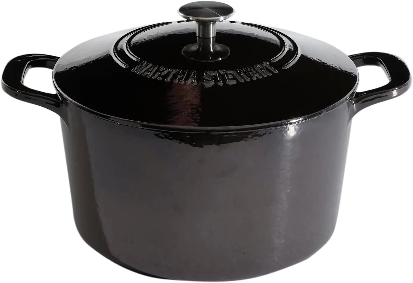 MARTHA STEWART Gatwick 7 QT Enamel Cast Iron Dutch Oven, Grey