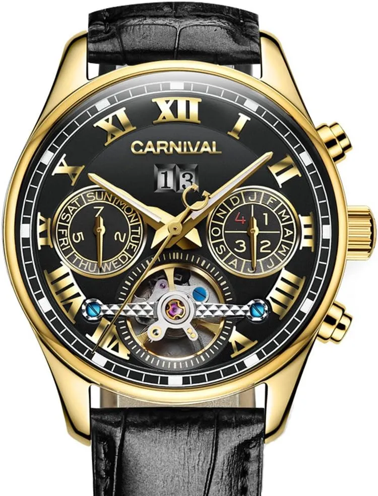 MASTOP Automatic Mechanical Watch Sapphire Luminous Watches Waterproof Men's Leather Watch