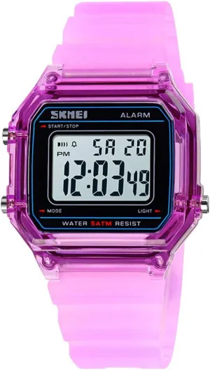 MASTOP Men Women Digital Watch Square Transparent Case Fashion LED Light Adolescent Student Watch