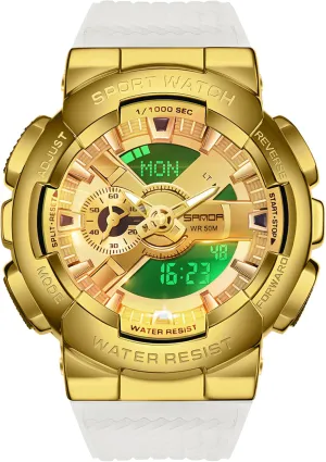 MASTOP Men's Watch Rainbow Color Watches Analog Digital 5ATM Waterproof High Contrast Black Brilliant White Watch Raise Hand Backlight Outdoor Military Watch