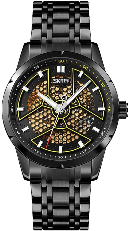 MASTOPMen Automatic Mechanical Watch Stainless Steel Creativity Dial Skeleton Waterproof Analog Dress Wrist Watch