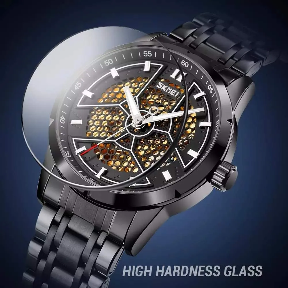 MASTOPMen Automatic Mechanical Watch Stainless Steel Creativity Dial Skeleton Waterproof Analog Dress Wrist Watch