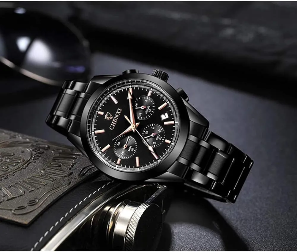 MASTOPMen's Quartz Watches Stainless Steel Waterproof Chronograph Classic Business Date Luminous Analog Wristwatches
