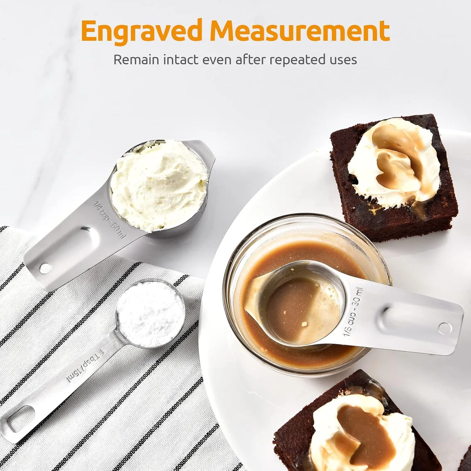 Measuring Cups, U-Taste Measuring Cups and Spoons Set of 15 in 18/8 Stainless Steel : 7 Measuring Cups and 7 Measuring Spoons with 2 D-Rings and 1 Professional Magnetic Measurement Conversion Chart