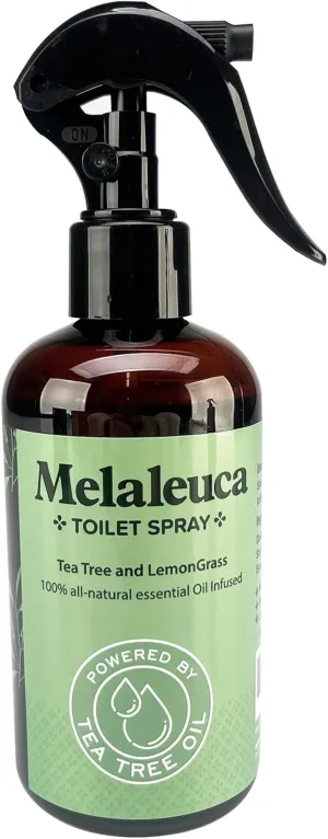 Melaleuca Spray - 100% Natural Tea Tree Oil Toilet Spray – 8 Oz - Natural Bathroom Odor Eliminator & Air Freshener – Pure Tea Tree Essential Oil with Lemongrass – Odor Eater, Paraben Free