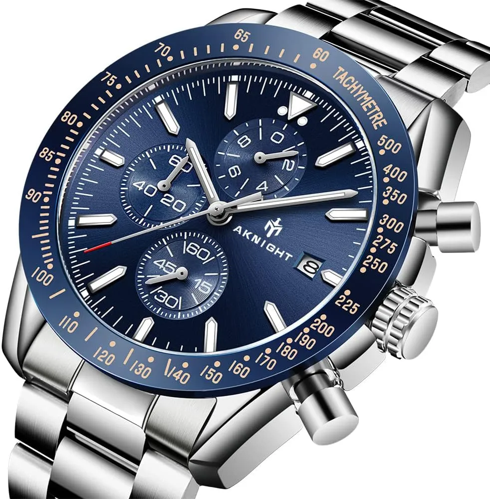 Men Watch Watch for Men Waterproof Stainless Steel Wrist Watches Analog Chronograph Quartz Watch Business Classic Watch, Easy Read Men Dress Watch