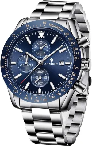 Men Watch Watch for Men Waterproof Stainless Steel Wrist Watches Analog Chronograph Quartz Watch Business Classic Watch, Easy Read Men Dress Watch