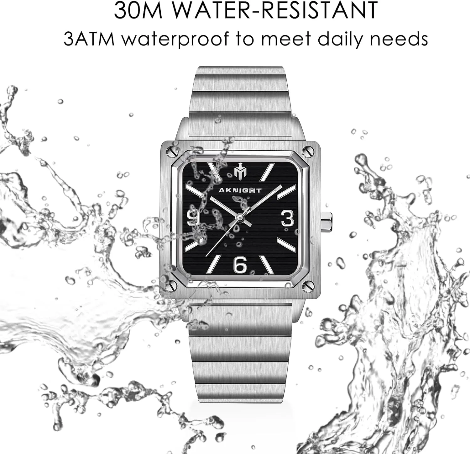 Men Watch Waterproof Stainless Steel Watch for Men Analog Chronograph Fashion Watch, Easy Read Men Dress Watch Luminous Watch Elegant Gift