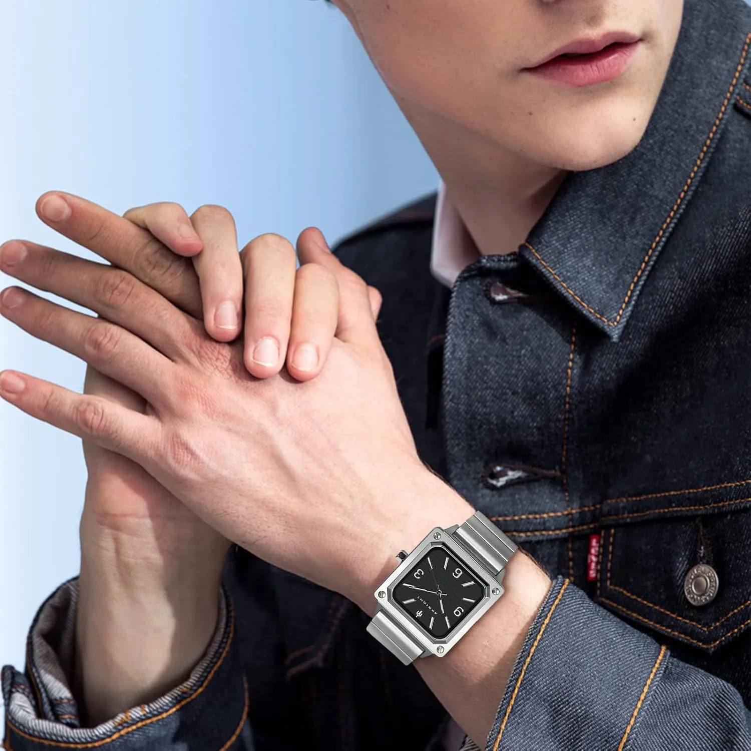 Men Watch Waterproof Stainless Steel Watch for Men Analog Chronograph Fashion Watch, Easy Read Men Dress Watch Luminous Watch Elegant Gift