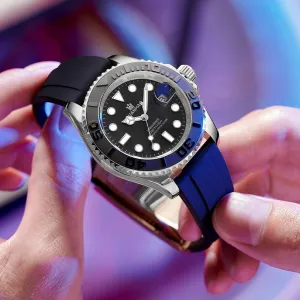 Men's Automatic Mechanical Diving Watch， 40mm Luminous Dial， 100M Waterproof， Luxury Fashion Business Casual Sport Designer Genuine Watch with Calendar， Rubber