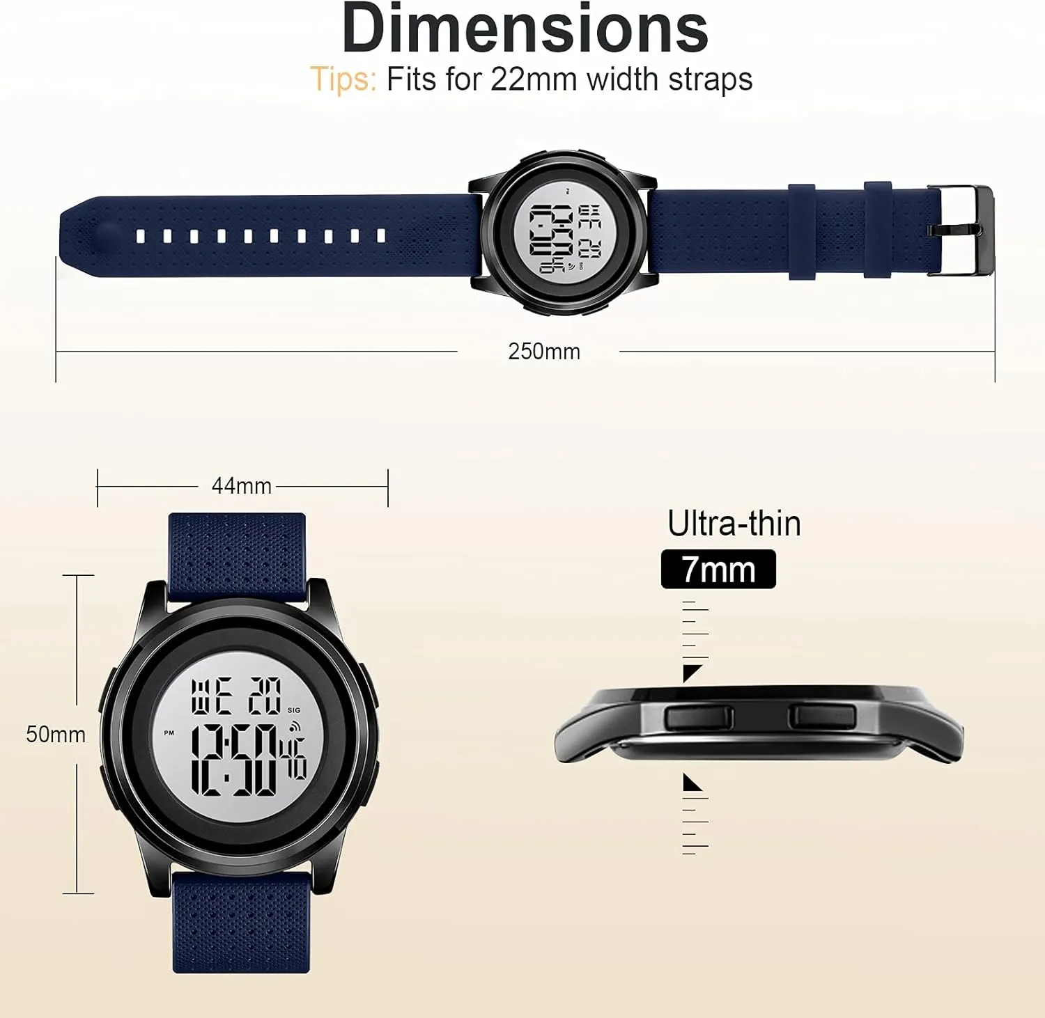 Mens Digital Watch Ultra-Thin Sports Waterproof Simple Watch Stainless Steel Wrist Watch for Men Women