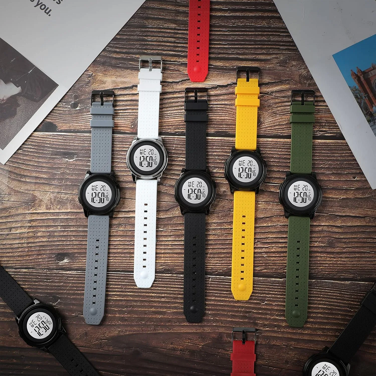 Mens Digital Watch Ultra-Thin Sports Waterproof Simple Watch Stainless Steel Wrist Watch for Men Women