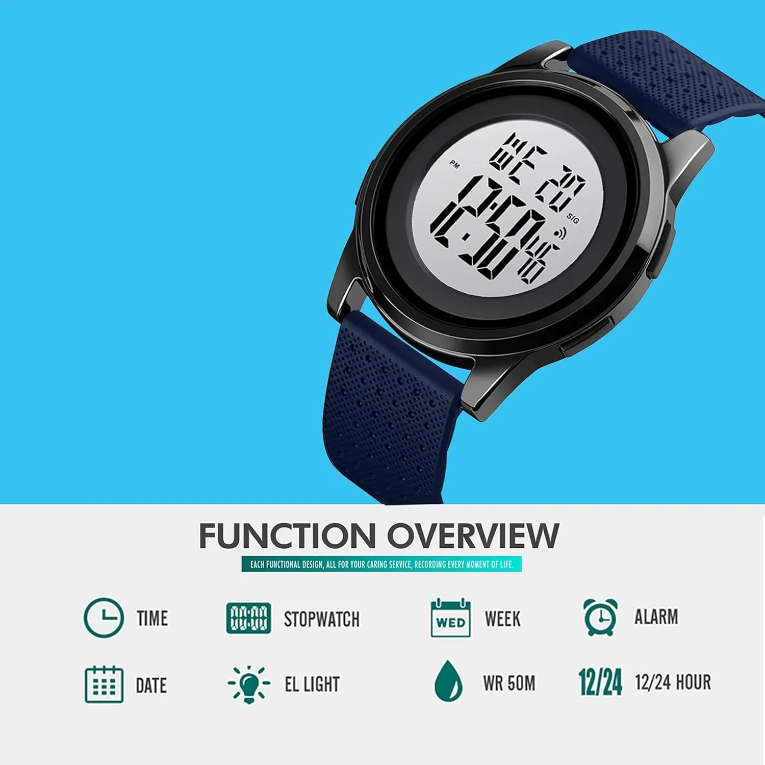 Mens Digital Watch Ultra-Thin Sports Waterproof Simple Watch Stainless Steel Wrist Watch for Men Women