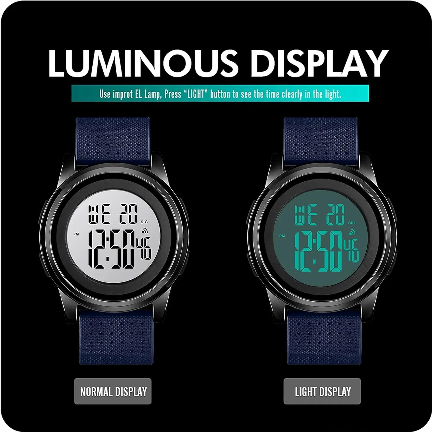 Mens Digital Watch Ultra-Thin Sports Waterproof Simple Watch Stainless Steel Wrist Watch for Men Women