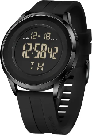 Mens Digital Waterproof Military Watch for Men Black Dive Tactical Sports Minimalist Ultra-Thin Wrist Watch