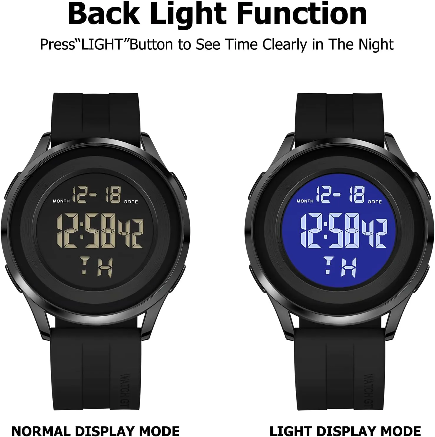 Mens Digital Waterproof Military Watch for Men Black Dive Tactical Sports Minimalist Ultra-Thin Wrist Watch