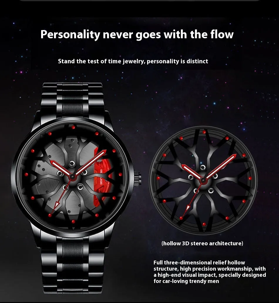 Men's Fashion Trend Wheel Caliper High-grade Waterproof Luminous Quartz Watch