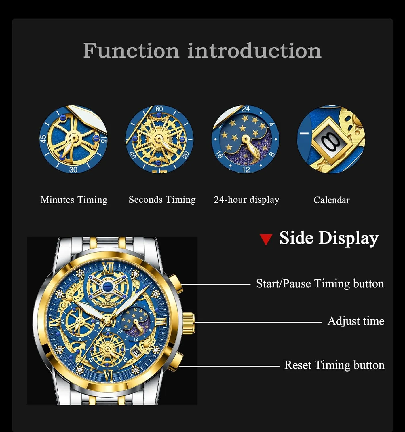 Men's Luxury Watch Waterproof Glow-in-The-Dark Chronograph Date Men's Watch Stainless Steel Quartz Men's Watch