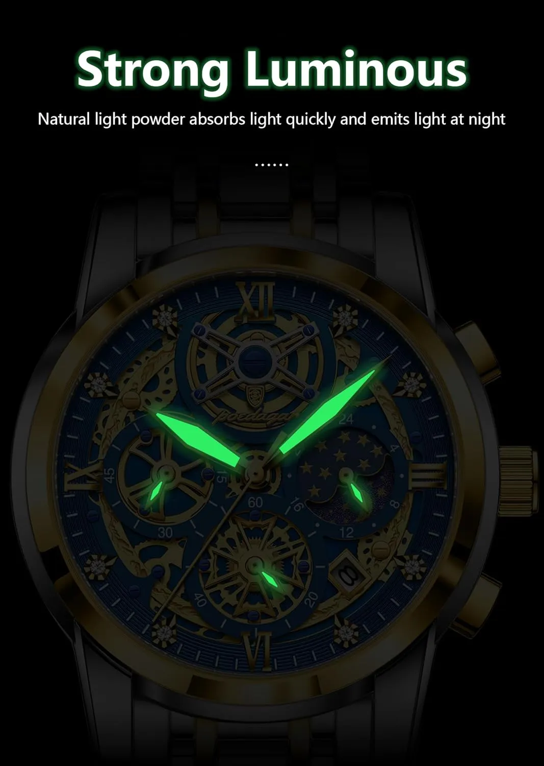 Men's Luxury Watch Waterproof Glow-in-The-Dark Chronograph Date Men's Watch Stainless Steel Quartz Men's Watch