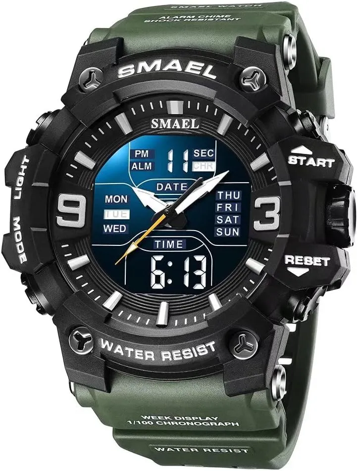 Men's Military Watches Outdoor Sports Watch Waterproof LED Date Alarm Digital Analog Wrist Watches for Men