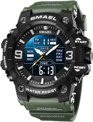 Men's Military Watches Outdoor Sports Watch Waterproof LED Date Alarm Digital Analog Wrist Watches for Men