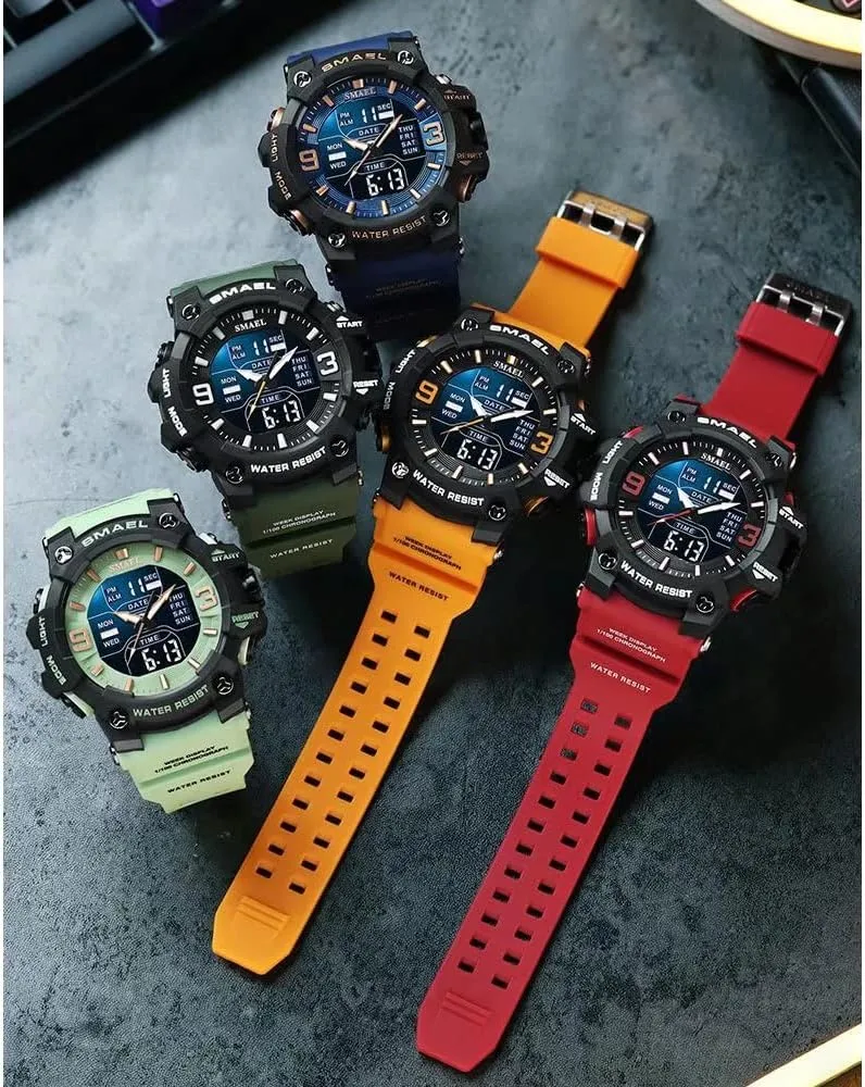 Men's Military Watches Outdoor Sports Watch Waterproof LED Date Alarm Digital Analog Wrist Watches for Men