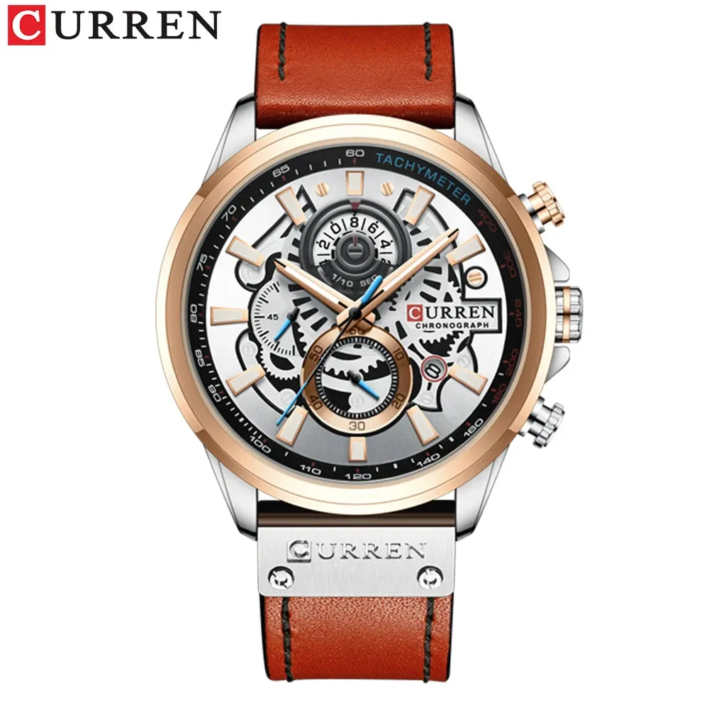 Men's Military Waterproof Sports Watch with Genuine Leather