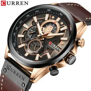 Men's Military Waterproof Sports Watch with Genuine Leather