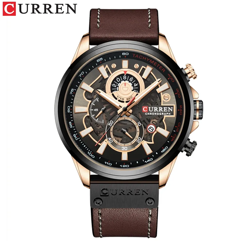Men's Military Waterproof Sports Watch with Genuine Leather