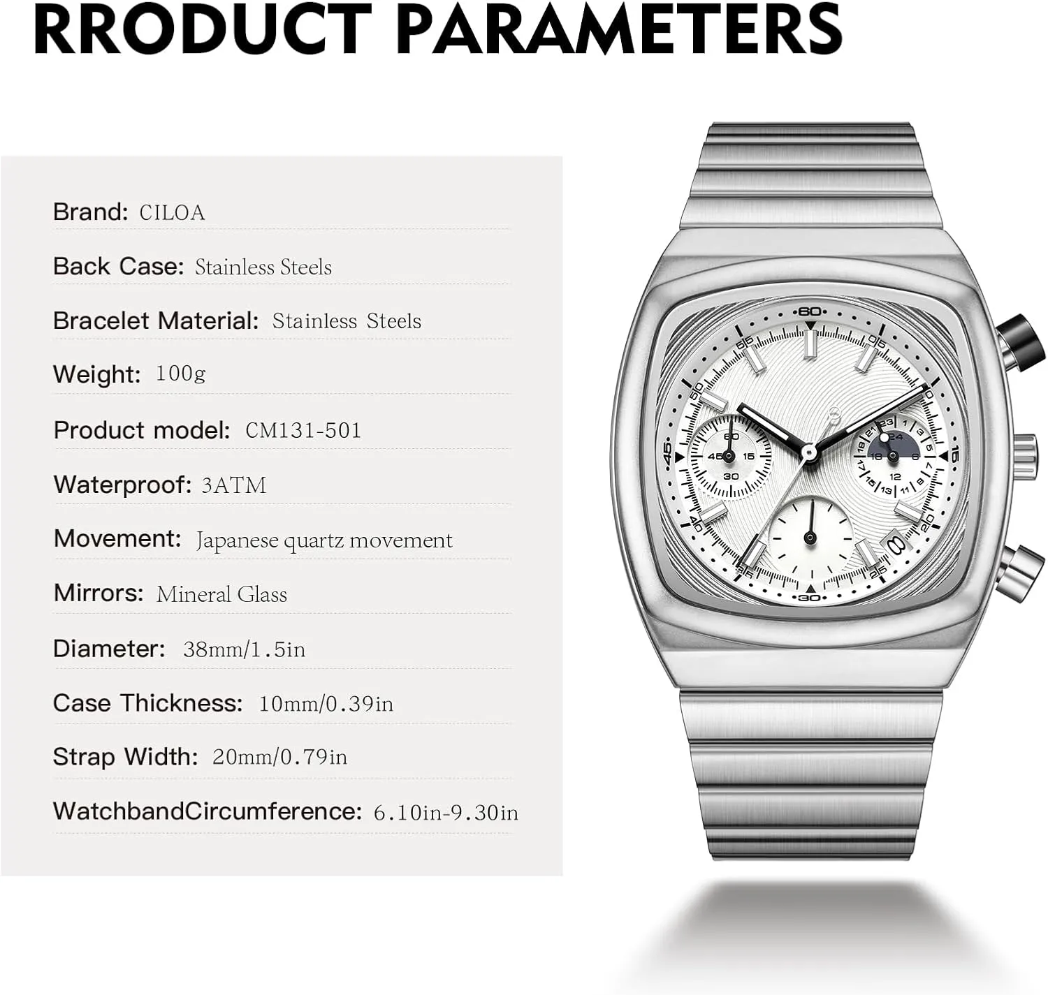 Mens Watch Waterproof Luminous Wrist Watches for Men Multifunction Chronograph Business Work Casual Fashion Sport Designer Dress Watch with Calendar Elegant Gifts for Men