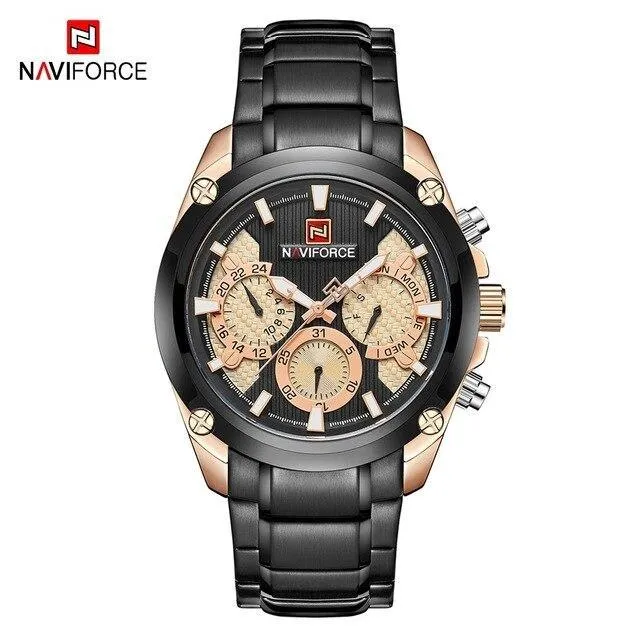 Men's  Waterproof Stainless Steel Watch With Chronometers Business Style Wristwatch Unique Design Perfect Gift