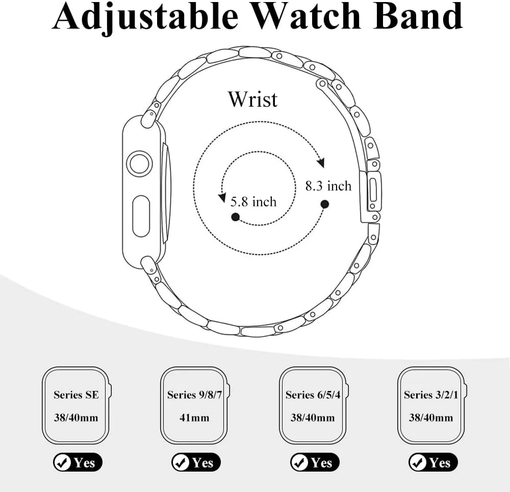 Metal band Compatible with Apple Watch Band 46mm 45mm 44mm 42mm 41mm 40mm 38mm for women, Slim Thin Stainless Steel Wristband for iWatch Series 10/9/8/7/6/5/4/3/2/6/SE