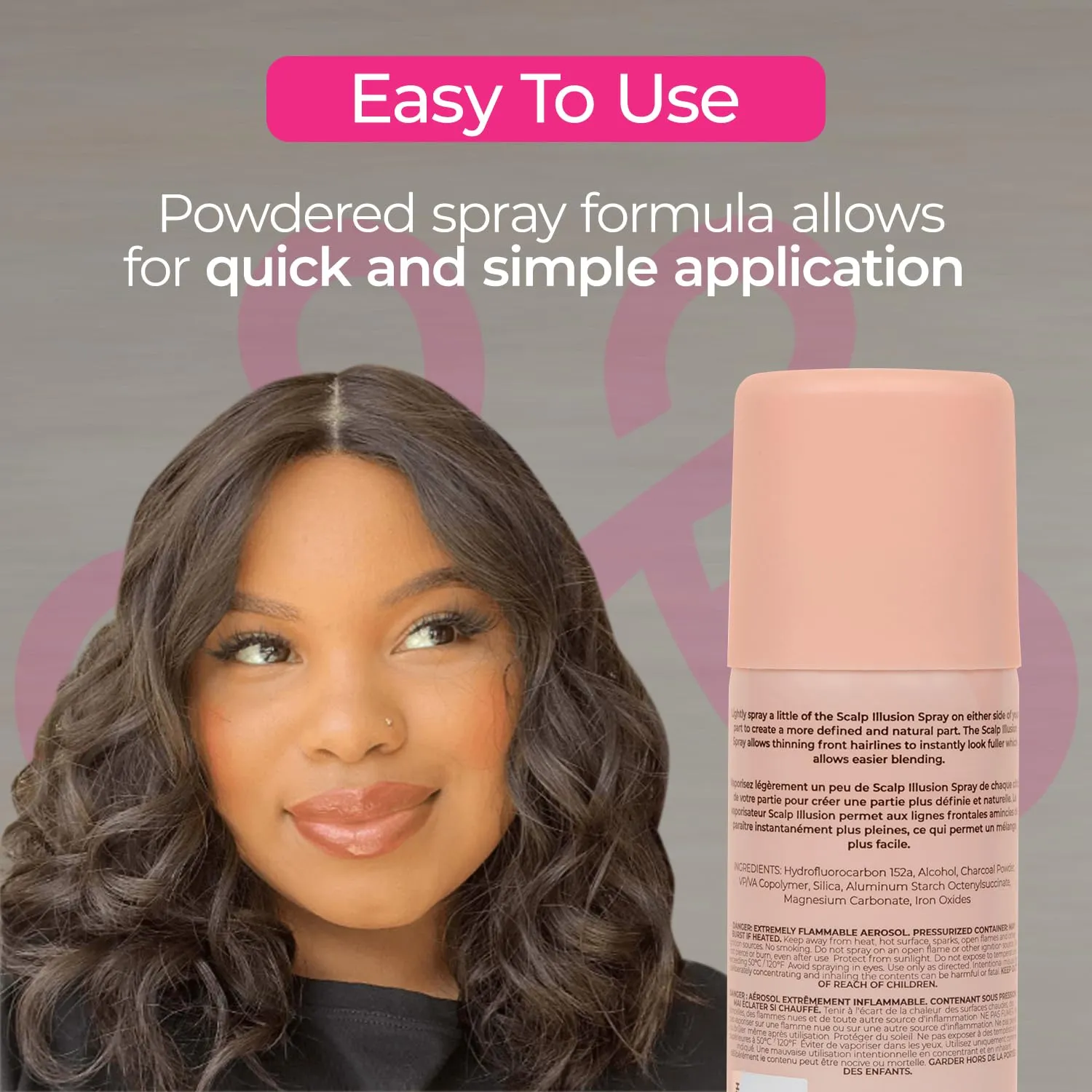 Milano Illusions Kit, Includes Black-ish Hair Color Powder Spray, Protector Band, Spray Removal Band, Two Spoolie Hairline Brushes, Storage Bag