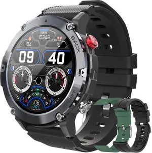 Military Smart Watch for Men(Call Receive/Dial), Outdoor Waterproof Tactical Smartwatch Bluetooth Dail Calls Speaker 1.32'' HD Touch Screen Fitness Tracker Android Phones and iPhone Compatible