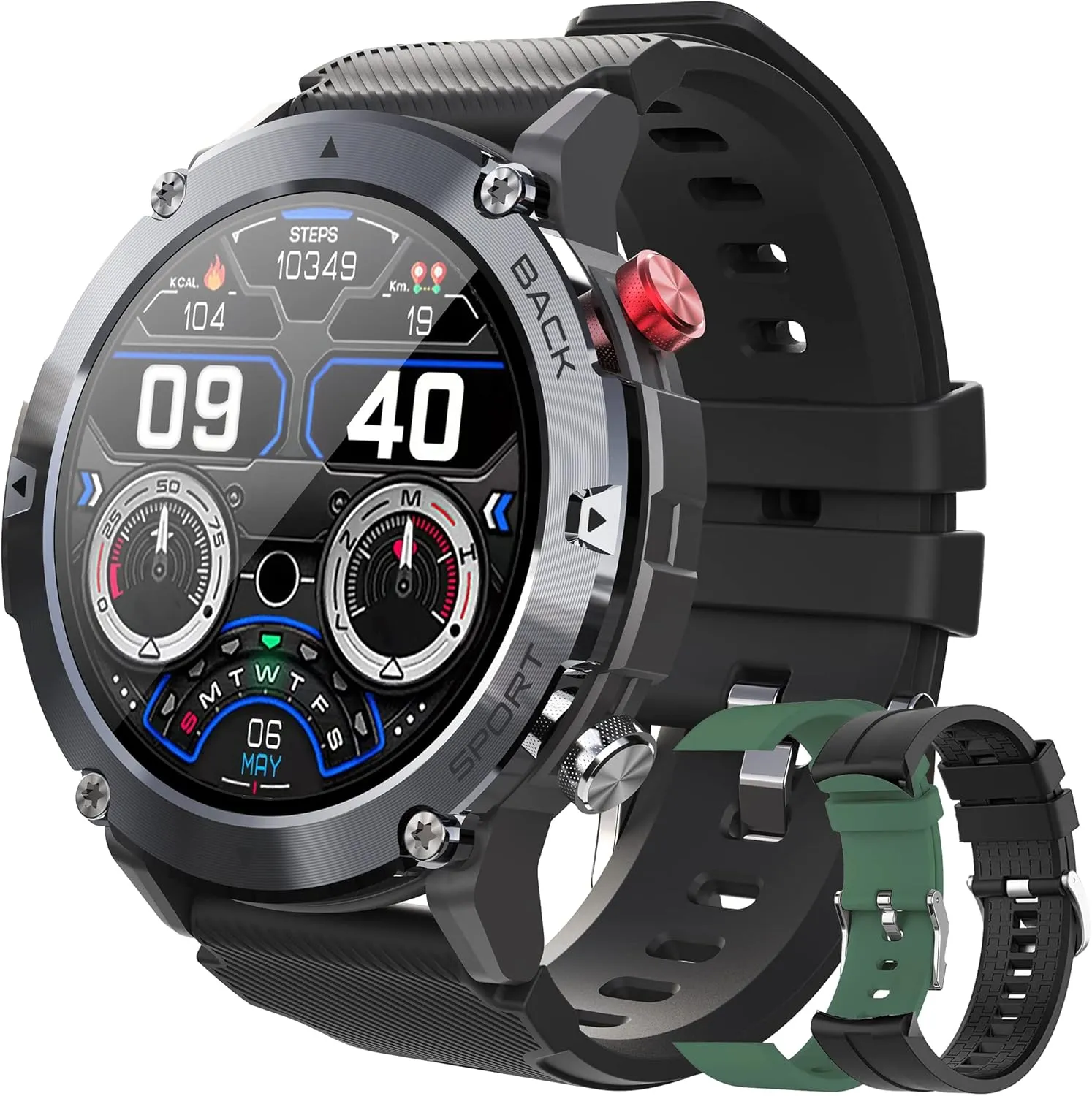 Military Smart Watch for Men(Call Receive/Dial), Outdoor Waterproof Tactical Smartwatch Bluetooth Dail Calls Speaker 1.32'' HD Touch Screen Fitness Tracker Android Phones and iPhone Compatible