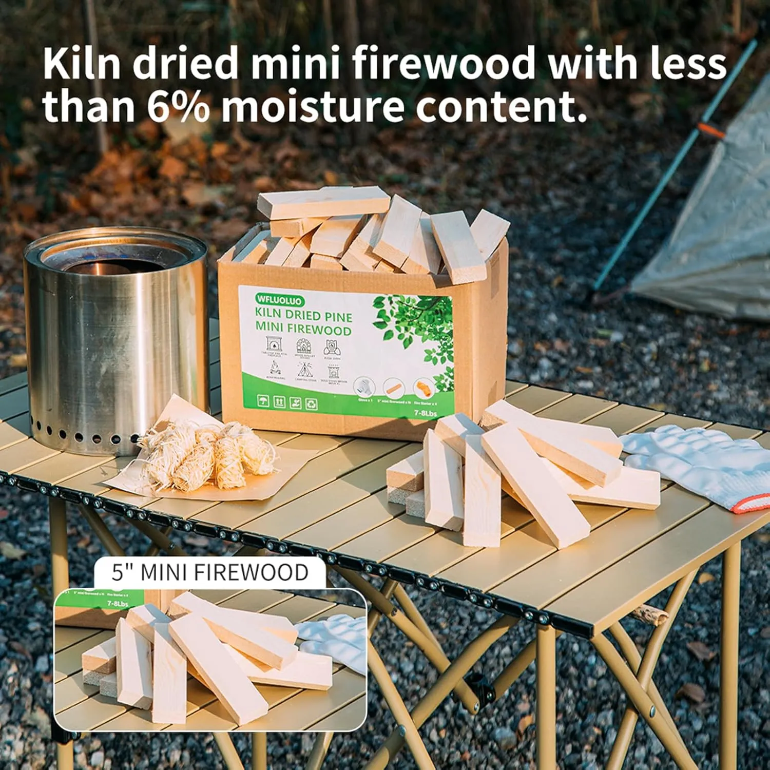 Mini Firewood 5'' Lengths Pine Kiln Dried Firewood Great Solo Stove Accessories Tool Prefect for Solo Stove Mesa and Mesa XL,Tabletop Fire Pit,Wood Stove Accessories,Pizza Oven Wood