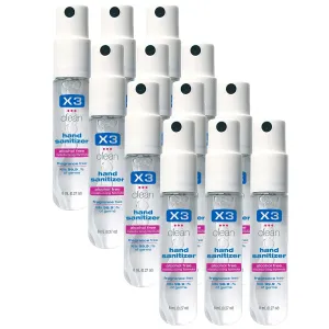 Mini Hand Sanitizer Spray – Alcohol Free and Fragrance Free - Pocket Size 0.27 Ounce Bottles (Pack of 12)