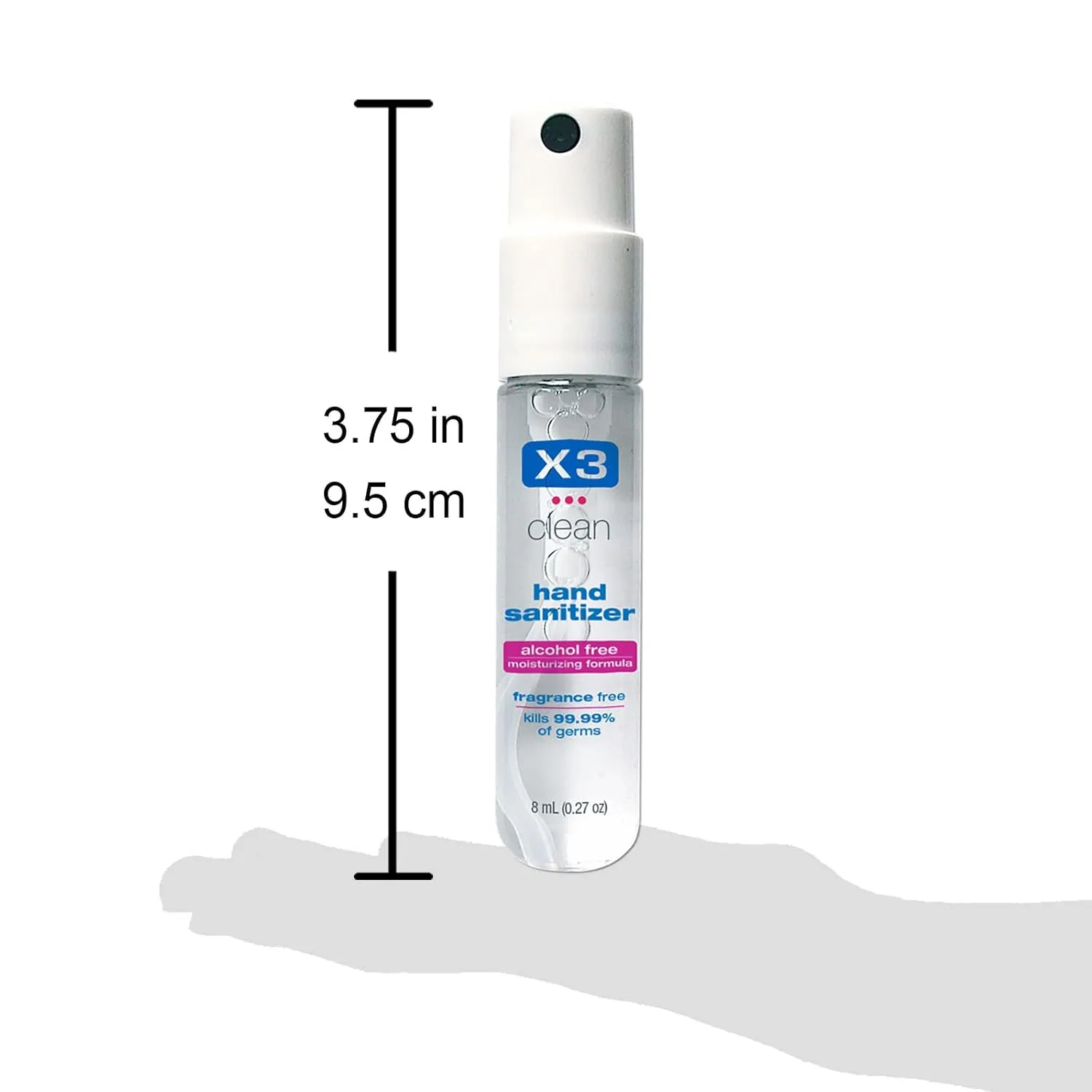 Mini Hand Sanitizer Spray – Alcohol Free and Fragrance Free - Pocket Size 0.27 Ounce Bottles (Pack of 12)