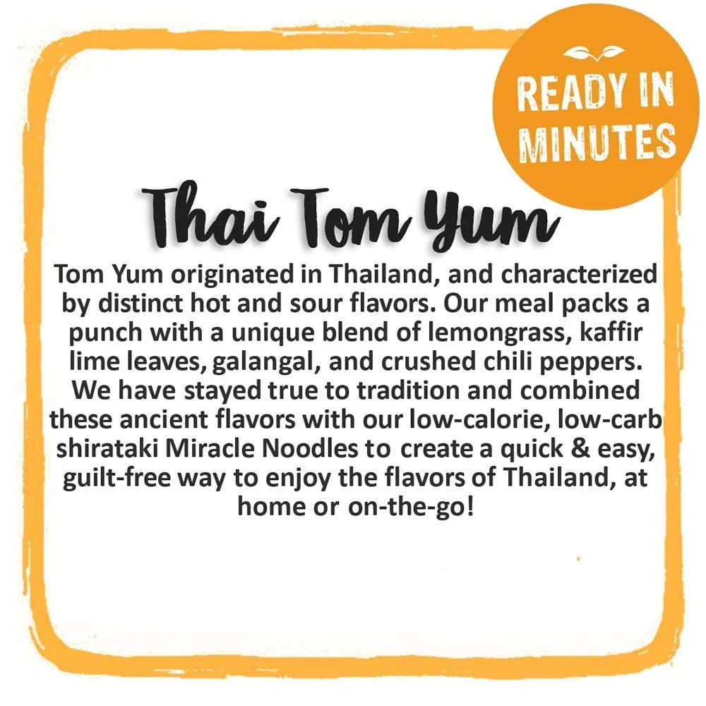 Miracle Noodle Thai Tom Yum Konjac Shirataki Noodles - Ready to Eat, Plant Based, Gluten Free, Paleo Friendly, Non-GMO, 10 Oz, 6-Pack