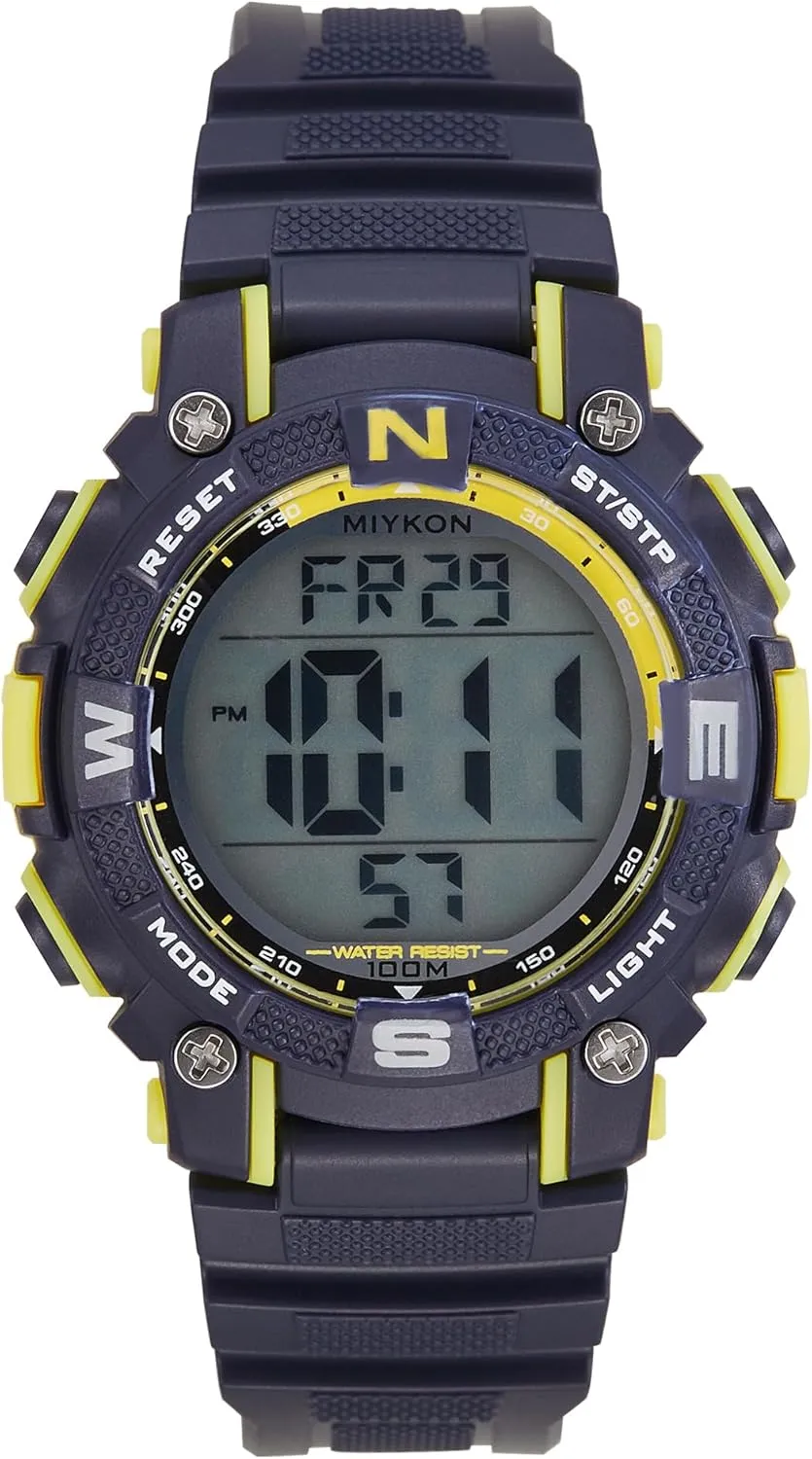 Miykon Womens Sports Digital Watch - Lightweight Shockproof, Super Illuminator, Stopwatch and Timer, Alarm, Dual Time, 24hr Military Time, 100M Water Resistant