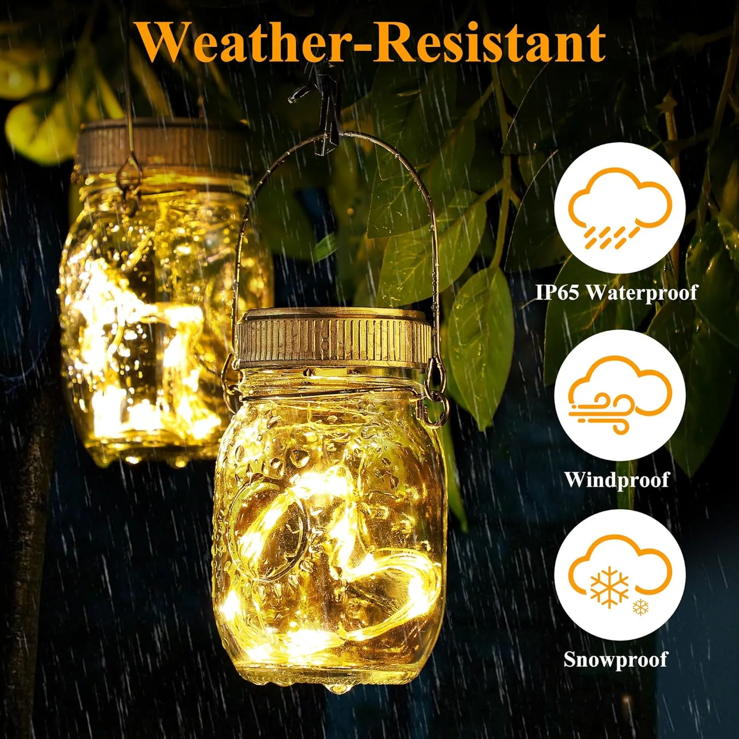 Mlambert 8 Pack Outdoor Solar Lanterns, Waterproof Hanging Mini Mason Jar Solar Lights for Backyard Garden Yard Patio Tree Decoration, Warm White